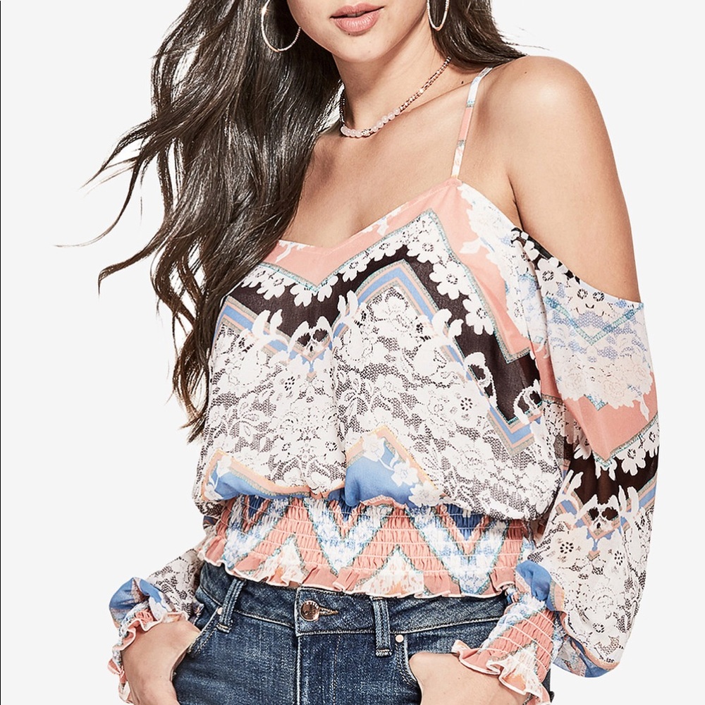 🆕 Printed Cold Shoulder Top